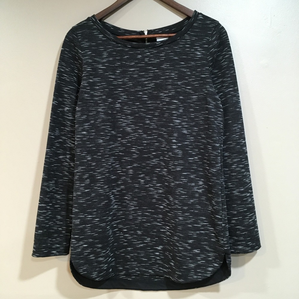 Merona Zip Back Tunic Top Women S Black White Marl Long Sleeve Lounge Minimalist
